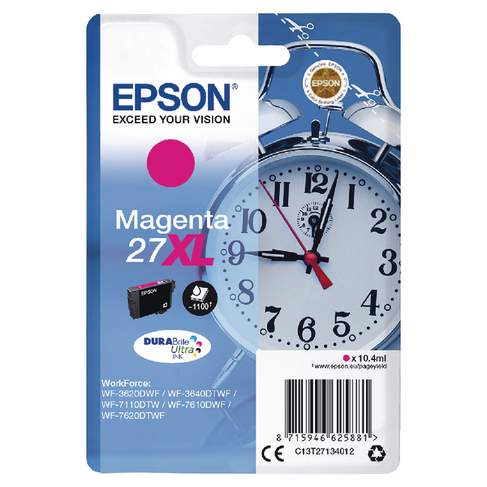 Epson 27XL Ink Cartridge DURABrite Ultra High Yield Alarm Clock Magenta C13T27134012